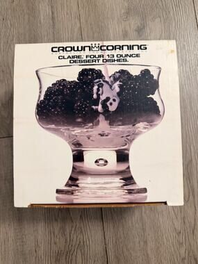 Crown Corning Claire Crystal Dessert Dishes 13 Ounce Glass 1982
